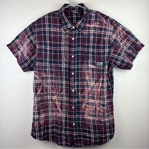 Pink Dolphin Button Up Shirt Short Sleeve Pearl Snap Bleached Blue Men’s Large